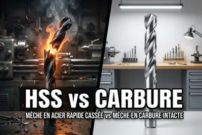 Comparaison entre un foret HSS cassé et un foret carbure intact