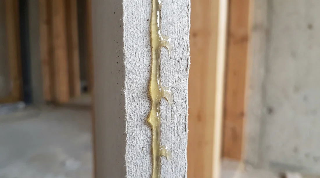 Application correcte du boudin de colle PU sur les chants d'une plaque Fermacell