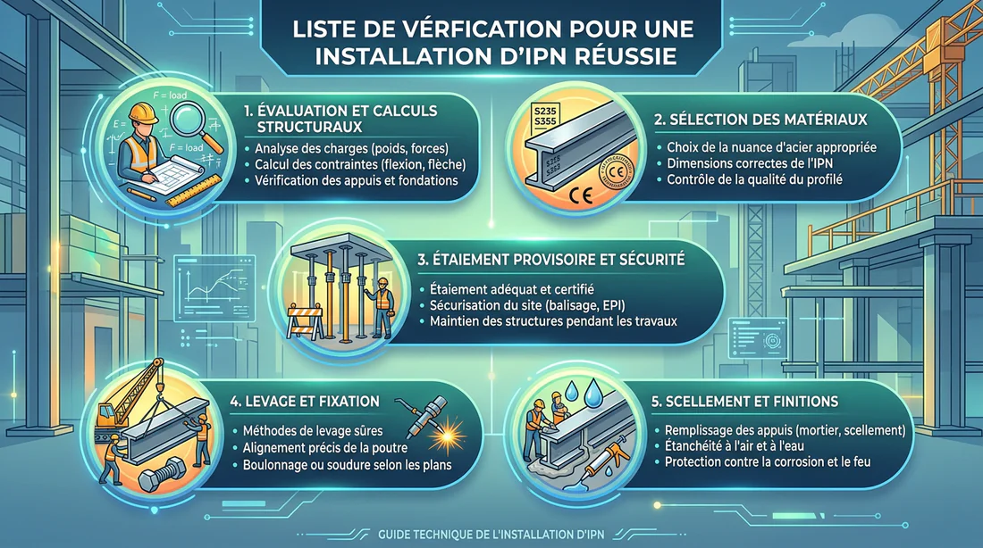 Infographie des étapes clés pour l'installation d'un IPN.