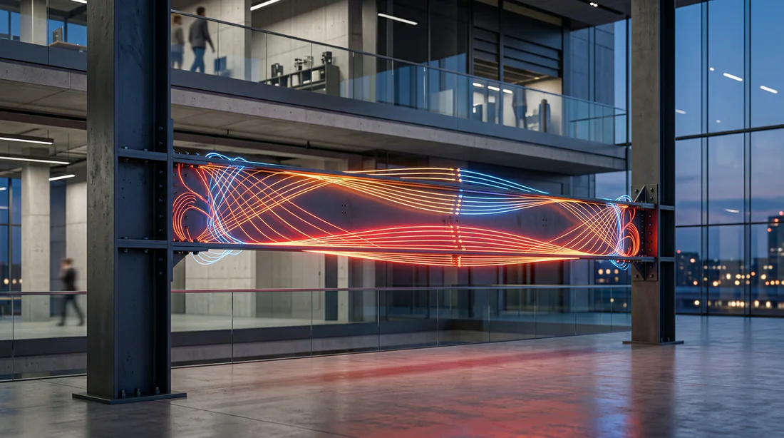 Coulage du béton armé dans le coffrage de la poutre de 5m.