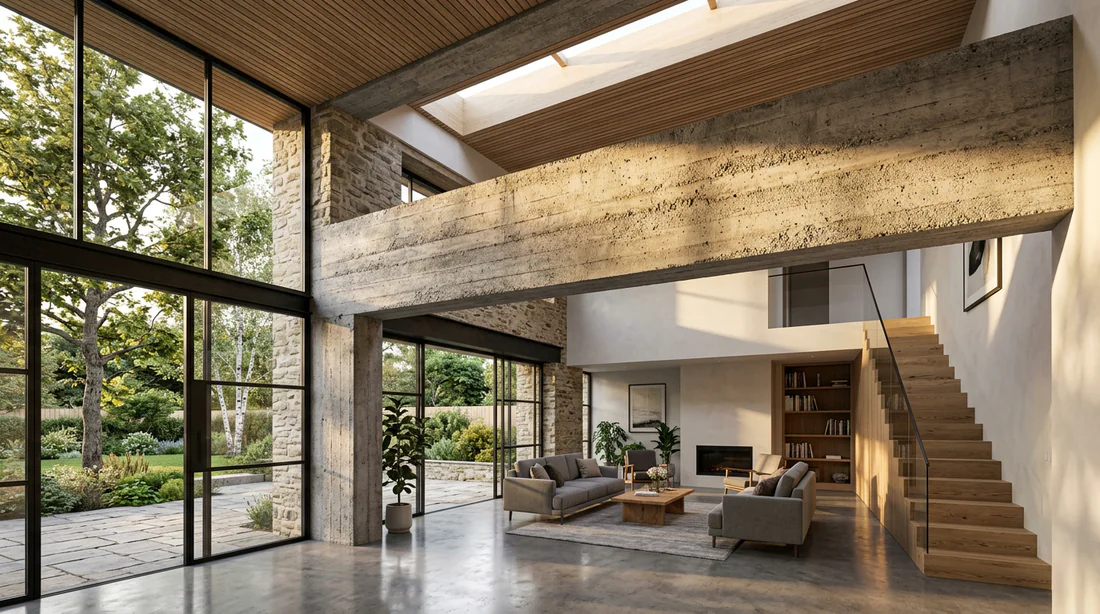 Visualisation des contraintes structurelles sur une portée de 5 mètres.