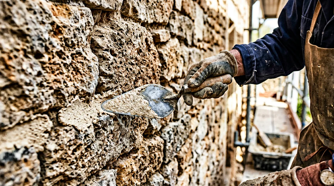 Schéma technique de l'isolation d'un mur en meulière